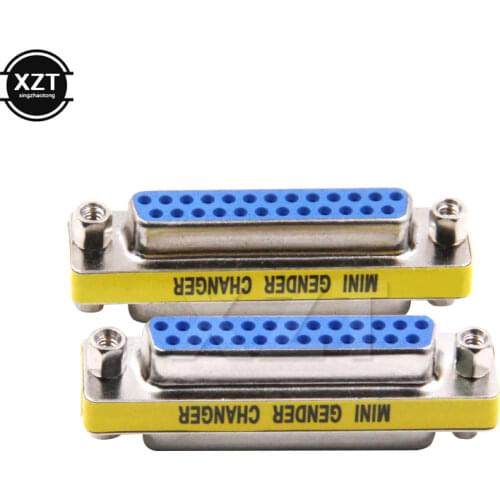 10pcs/lot Mini Gender changer D-SUB DB25 Serial Cable Extended Adapter 25 Pin FeMale to FeMale F/F connector