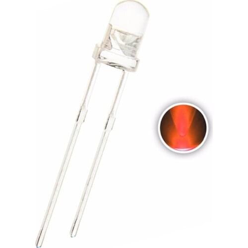 1000PCS F3 3MM orange DIP LED , water clear , short pins, round 2.0-2.2v 602-605nm 1000-1500mcd