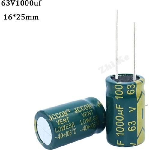 12pcs/lot 63v 1000UF 16*25 High frequency low impedance aluminum electrolytic capacitor 1000uf 63V 20% 105C