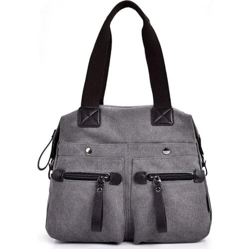 2020 Casual Tote Vintage Womens Canvas Shoulder Bag Versatile Solid Zip Soft Crossbody Bag Bolsa Feminina Purses And Handbags