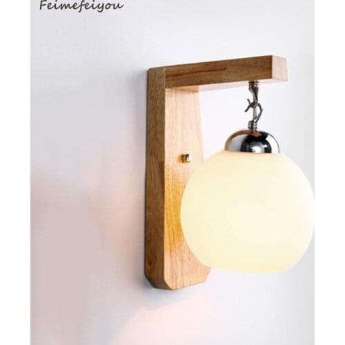 2021 Modern minimalist led wood wall lamp bedroom bedside lamp Japanese-style study room living room balcony staircase lamp