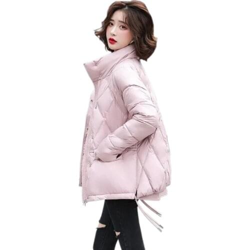 2021 Winter Jacket New Women Parkas Casual Coats Solid Stand Collar Thick Down Cotton Jacket Hooded Cotton Coat Female Outwear