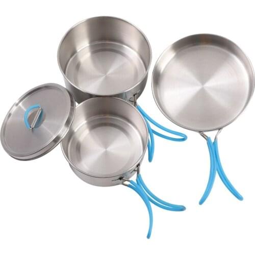 4 Pcs Portable Outdoor Camping Cookware Kit Backpacking Hiking Outdoors Pot Pan Cooking Equipment Cookset