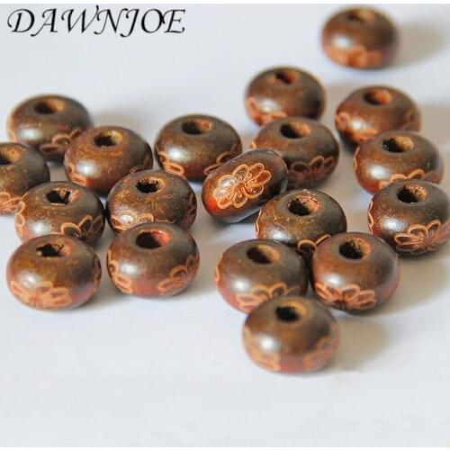 9.5x15mm 20pcs Wooden Beads Loose Beads Carved Big Hole Spacer beads DIY Making Bracelet Jewelry Accessories Finding