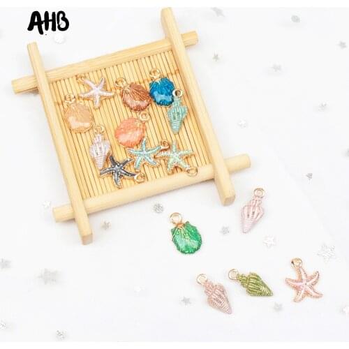 AHB 15pcs/set Starfish Jewelry Mixed Color Shell Alloy Fittings for DIY Bracelet Necklace Earring Making Accessory DIY Crafts