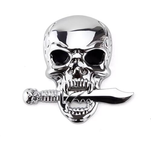 Automobiles & motorcycle Skull Sword Chrome Sticker for BMW Toyota Audi Honda Mercedes Benz Automobiles Motorcycles Badge Emblem