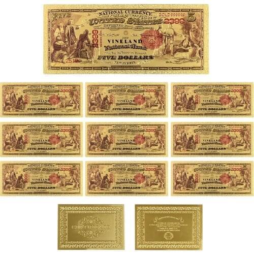 1875 Year 24k Gold Banknote American World Paper Money 999.9 Gold Plated Fake Money Business Souvenir Gifts Value Collection