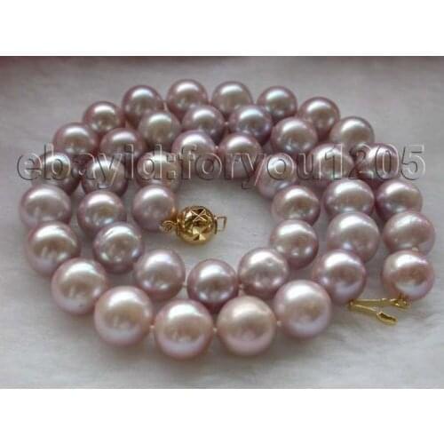 FREE SHIPPING hot sale~~~~17.5" Natural 10-11mm purple Round Pearl necklace