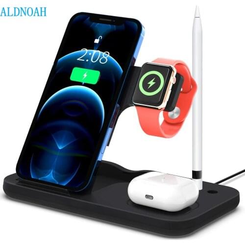 Wireless Charging Station 4 in 1 Foldable 20W Qi Fast Charger Stand Dock for Apple Watch 6 SE iPhone 12 11 XS XR X 8 Airpods Pro