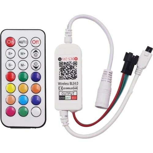 Bluetooth RGB Remote Control WS2811 WS2812B Full Color Controller DC 5V 12V 24V Music Bluetooth 21Key IR Control 63 Modes Dimmer