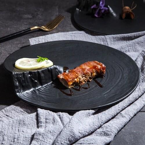 Japanese Sushi Dessert Plate French Garnish Ceramic Tray Irregular Disk White Western Steak Dish Restaurant Serves Tableware