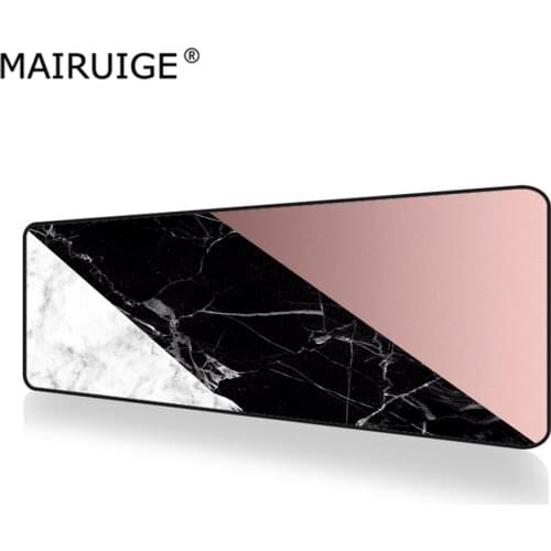 Mairuige Large Mouse Pad Gamer Shiny Rose Gold White Marble Black Large Desk Mat Gamer Computer Pc Gaming Mousepad 900x400mm