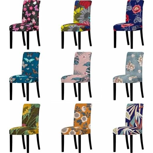 Chair Cover Stretch Home Dining Elastic Floral Print Chair Cover Multifunctional Back Chair Elastic Cloth Universal Size