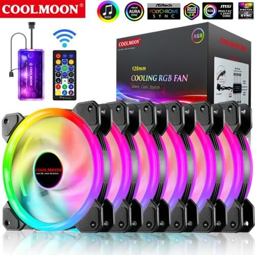 COOLMOON 12V 6PIN Cooling Fan Speed Adjust Gamer Cabinet PC CPU Cooler With Quiet Desktop Computer Case 120mm RGB Heat sink Fans