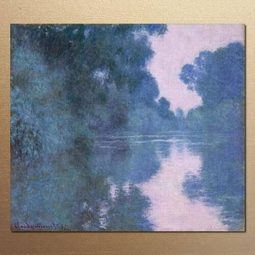 Morning on the Seine near Giverny 02 by Claude Monet Reproduction oil painting Canvas art Handmade High quality
