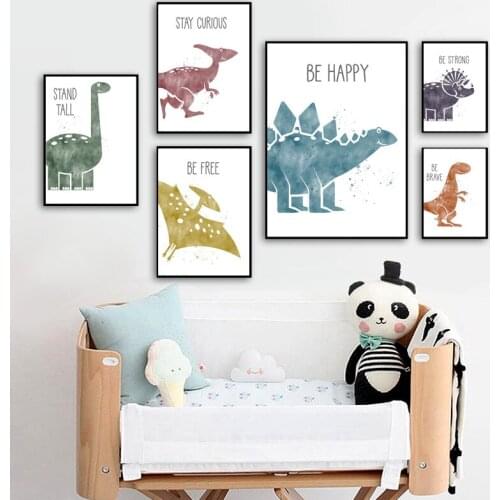 Cartoon Animal Dinosaur Quote Poster Nursery Kids Room Wall Decor Picture Home Decor Quality Canvas Painting Art Decor A1004