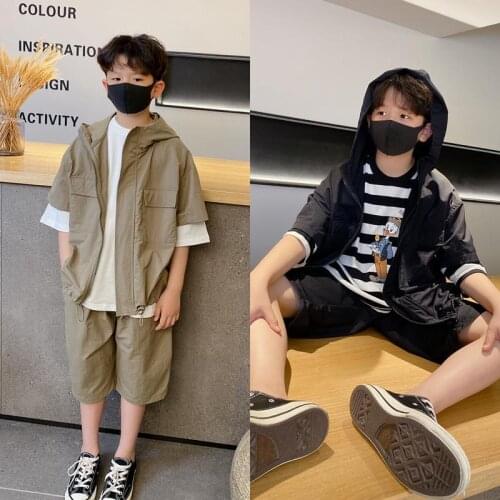 Boy Clothing Set Kids Single-breasted Shirt + Shorts 2-piece Set Of New Summer Solid Color Short-sleeve Casual Childrens Set