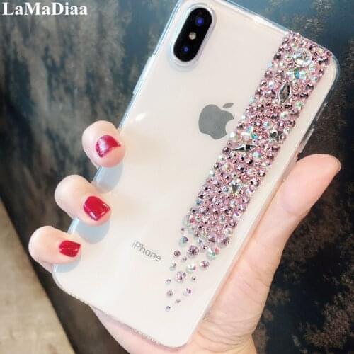 LaMaDiaa Luxury Bling Diamond Phone Cases For Huawei Honor8 9 10 20 Lite V10 V20 V30 7X 8X Nova3 4 5 6 Glitter Rhinestone Case