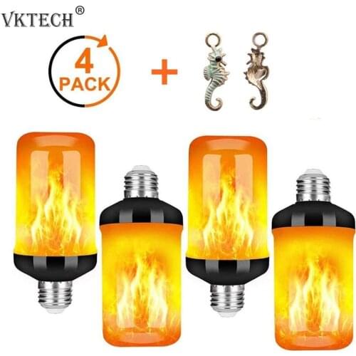 4pcs E27 Emulation Flame Bulb Lamp Dynamic Flame Light LED Fire Effect Flickering Light for Garden Bar Party Wedding Decor