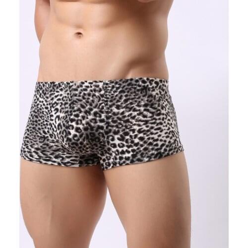 Mens Boxers New Leopard-print Sexy Low-waist Sweat-absorbing Flat-angle Underwear Soft Comfortable Breathable Male Panties