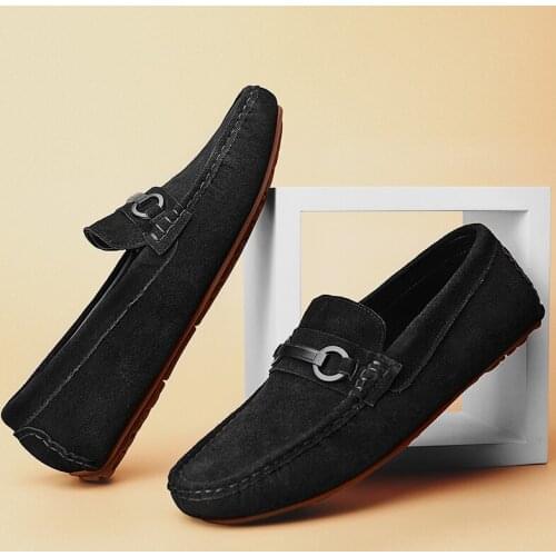 Mens Loafers Leather Summer Suede Shoes Men Slipons Driving Flats Male Moccasins Dress Formal Footwear Breathable Fashion Gents