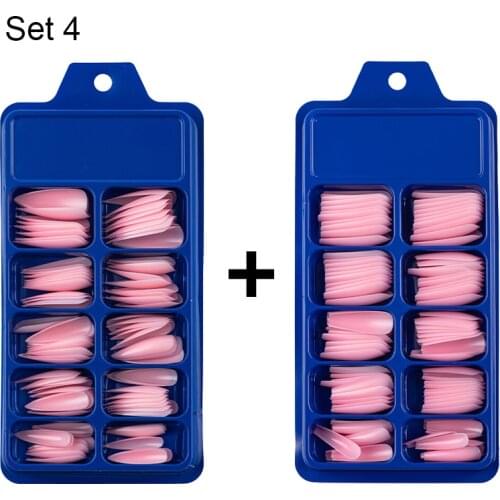 200pcs/set Long Ballerina Full Nail Tips Stiletto Acrylic Press on Fake Nails Coffin Shape Professional False Nail Salon Tools