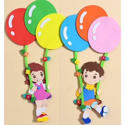 XICC Boys Girls School Kindergarten Decoration Wall Stickers Star Moon Balloon Characters Series Shiny Environment Layout DIY