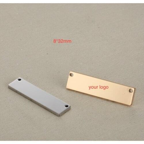 50pcs 8*32mm Rectangle Necklace Pendant With 2 Hole Custom Stainless Steel Charm-Customized Charm Engrave Laser your own logo