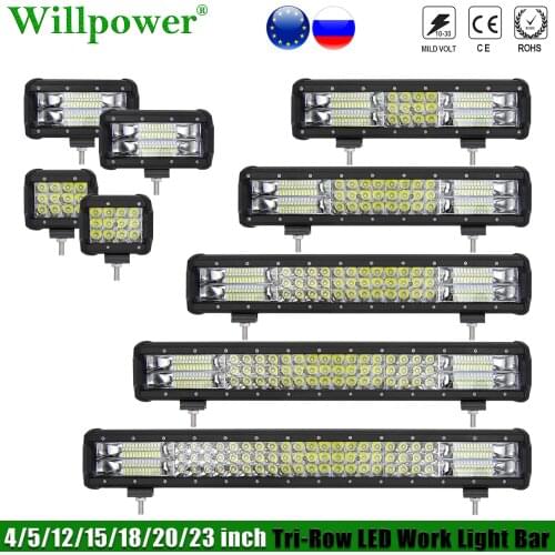 4x4 Truck 4 5 12 15 18 20 23 inch Light Bar 3row LED Bar For Jeep Offroad 4WD UTV Tractor SUV Car Light Fog Lightbar Spotlight