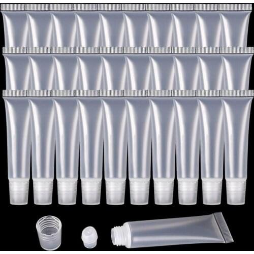 8/10/15ML Empty Lip Gloss Tubes Lipstick Tube Lip Balm Soft Tube Makeup Squeeze Clear Lipgloss Tube Container Syringe, funnel