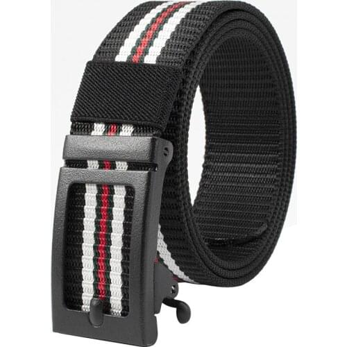 Hot selling Men Belts quality Alloy Hollow out Automatic buckle Belts casual stripe Canvas Men and Women Belts