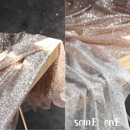 Sprinkle Bronzing Tulle Fabric Diamond Sequins Pink Silver Gradient DIY Decor Props Stage Skirt Wedding Dress Designer Fabric