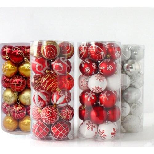 24pcs/pack Painted Colorful Christmas Ball, Xmas Tree Ball Ornaments for Xmas Trees Wedding Party Decoration (2.36 inch/ 60mm)