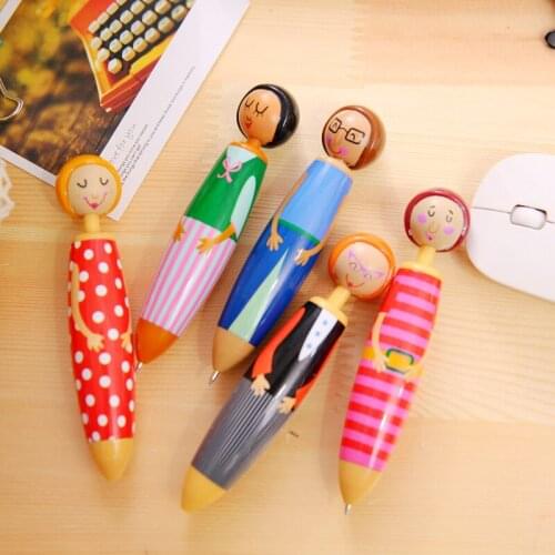 24PCS Japanese and Korean Stationery Cartoon Ballpoint Pen Doll Small Pen Advertising Marker Student Novelty Pens for Writing