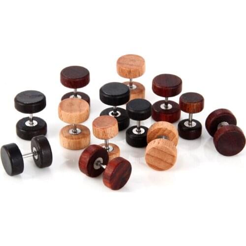 2PCS Wood Fake Ear Plugs Studs Stretcher Jewelry for Women Men Ear Tunnel Earring Piercing Body Jewelry 6-12mm Ear Studs