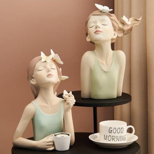 Butterfly Girl Resin Decoration Figure Sculpture Statue Modern Home Decoration Accessories Living Room Bedroom Decoration Gifts