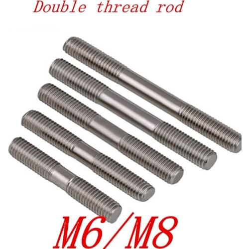 2pcs/lot M6 M8*30/35/40/45/50/60/70/80/90/100 Metric stainless steel double thread rod stud