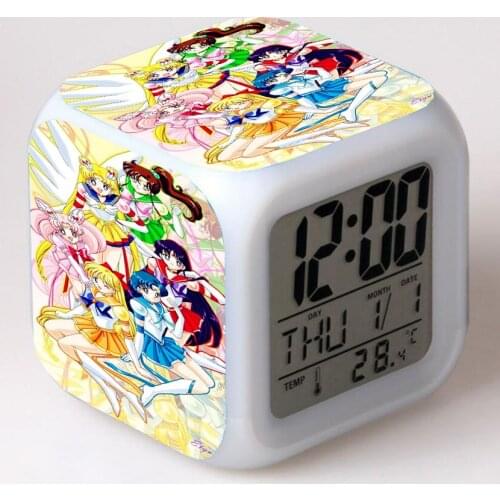 Anime printing LED 7 Color Flash Digital Alarm Clocks Night Light Bedroom Desk Clock despertador Alarm-Clock