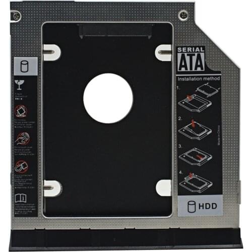 TISHRIC 2nd SSD HDD Sata 9.5 Caddy Adapter Optibay Enclosure For Dell Latitude Inspiron E6320 E6420 E6520 E6330 E6430 E6530 Case