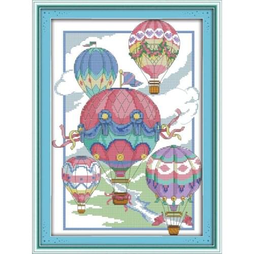 Hot air balloon pattern DIY cross stitch 14CT 11CT Chinese cross stitch kit handmade embroidery set home decoration painting