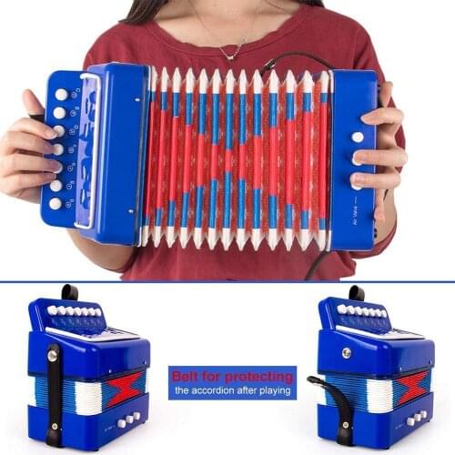 High Quality 7 Keys 3 Buttons Mini Accordion Children Educational Toy Musical Instrument Gift
