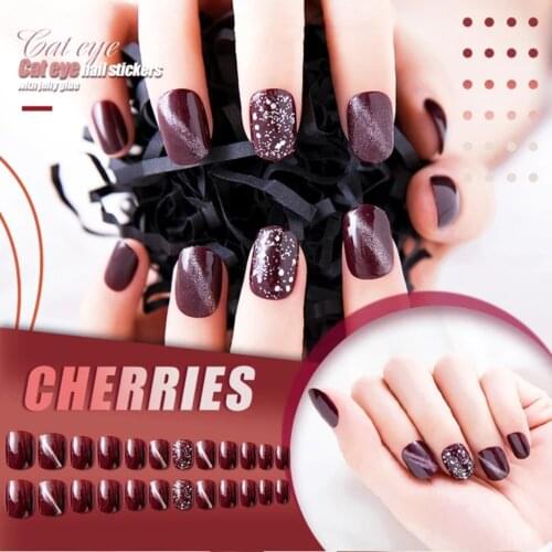 Mysterious Cat Eye Nail Stickers Patch with Jelly Gum ( 24PCS) 3ml Professional Narl Art Decorations Tools Accessories manicure