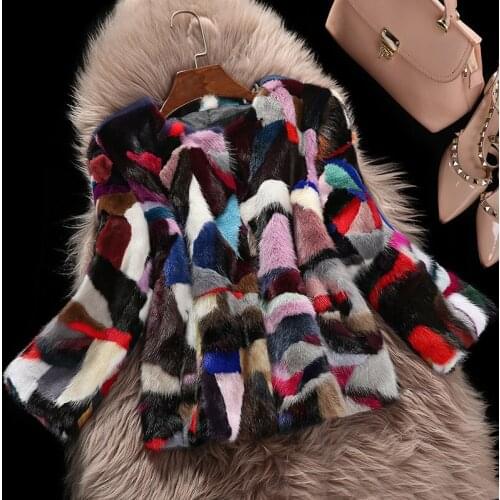2020 Luxury Real Fur Coat Natural Mink Fur Coats For Women Pieces Patchwork Luxury Winter Warm Jacket Plus Size 16PD5023