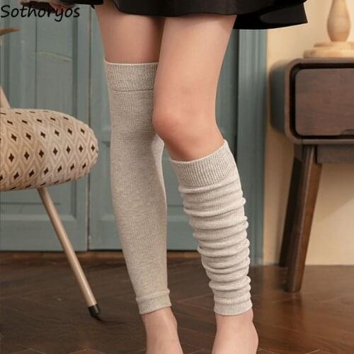 Women Leg Warmers Solid Simple Unisex Couple Soft High Elasticity Trendy Foot Cover Daily Teenagers All-match Females Socks Chic