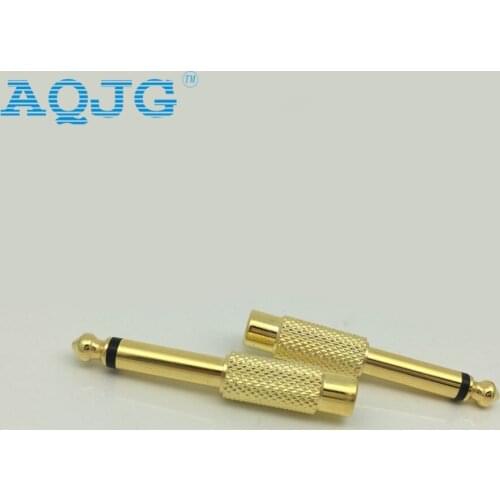 1 pcs golden 6.35 MM adapter jack 6.5 mm to RCA male to female wire connector 6.35mm converter 6.5mm adapters AQJG