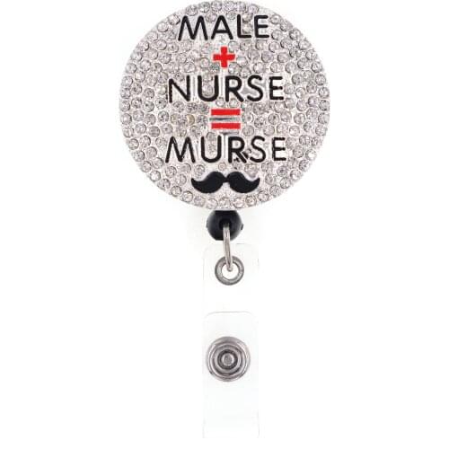 10pcs/lot Crystal Rhinestone Retractable Badge Pull Reel Man Nurse Murse For Jewelry Accessories Gift Hospital Badge Holder