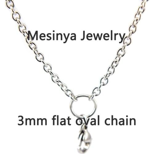 25pcs 30'' 0.8mm wire 3mm width Stainless steel flat cable chain for floating charm glass locket keepsake,not include locket