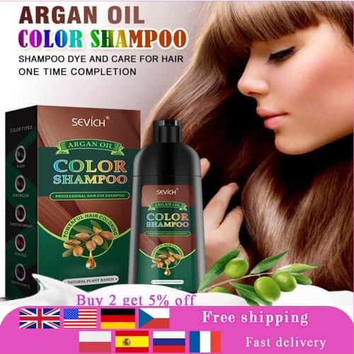 250ml Organic Argan Oil Hair Dye Shampoo Salon Natural 10 Minutes Fast Dye Brown Purple Color Hair Dye Hair Styling Tool
