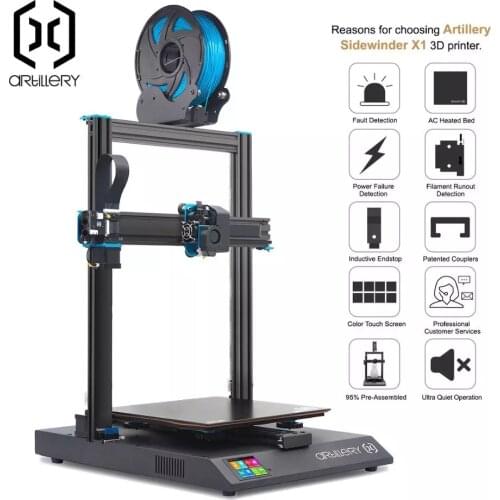 3D Printer DIY Kit Artillery Sidewinder X1 300*300*400mm Large Print Size Resume Printing Dual Z axis/TFT Touch Screen
