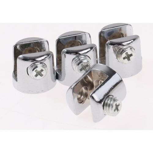 4Pcs Thicken Cylindrical Glass Clamps Clip Holders Zinc Alloy Adjustable Screw Glass Shelf Bracket Plated Hardware Accessories